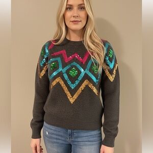 NWT Colorful Geometric Sequin Sweater